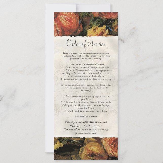 Impressionist Coral Yellow Rose 2 Life Celebration Invitation (Front)