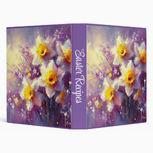 Impressionist Daffodil Floral Purple Easter Recipe Binder