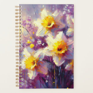Impressionist Daffodil Floral Purple Yellow Art Planner