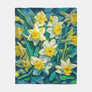 Impressionist Daffodils Fleece Blanket