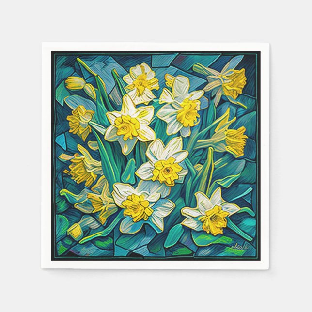Impressionist Daffodils Napkin (Front)