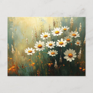 Impressionist Daisy Field Art Postcard