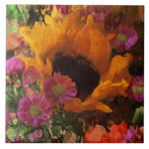Impressionist Floral Bouquet Tile