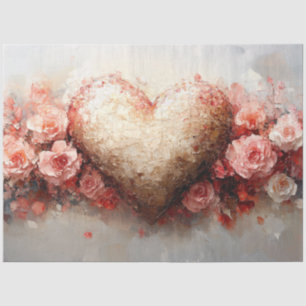 Impressionist Heart & Flowers Valentine Decoupage Tissue Paper