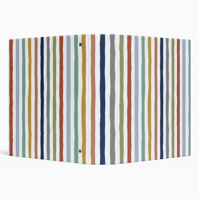 Impressionist-Inspired Colours Hand-Drawn Stripes Binder (Background)