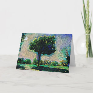 Impressionist Moonlight Trees Art Note Card