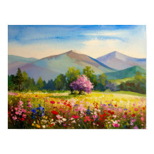 Impressionist Mountain Wildflower Meadow Wall Art