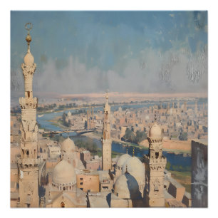 Impressionist painting of Cairo around 1900 Poster