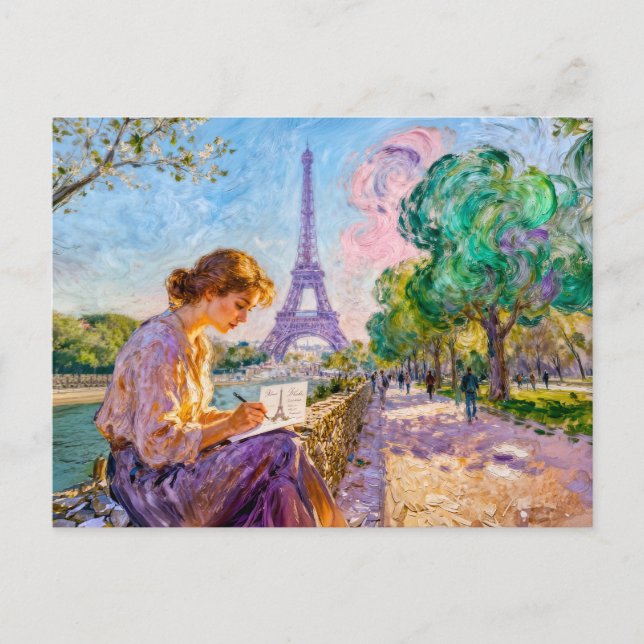 Impressionist Paris Riverside Postcard Writing Sce (Front)