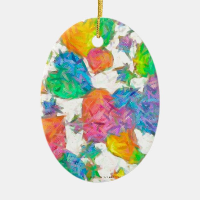 Impressionist Pastel Valentine Hearts Ceramic Ornament (Front)