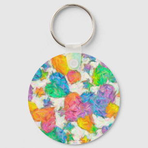 Impressionist Pastel Valentine Hearts Keychain