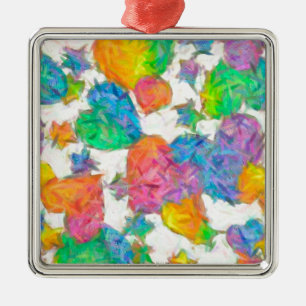 Impressionist Pastel Valentine Hearts Metal Ornament