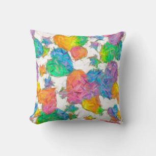 Impressionist Pastel Valentine Hearts Throw Pillow