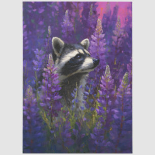 Impressionist Raccoon Lupine Field Tissue Paper