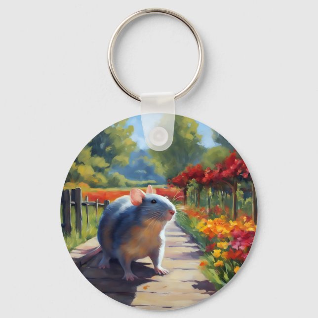 Impressionist Rat Art Keychain (Front)