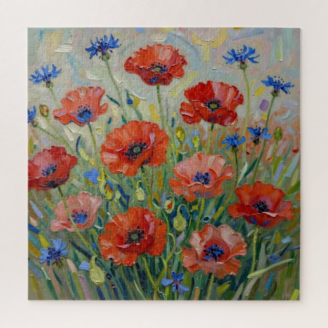 Impressionist Red Poppy Field Jigsaw Puzzle (Vertical)