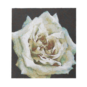 Impressionist Rose Isolated On Black Notepad