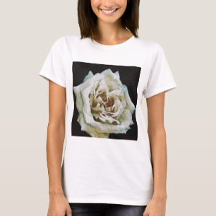 Impressionist Rose Isolated On Black T-Shirt