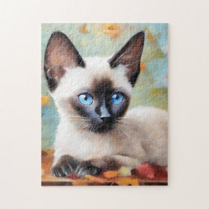Impressionist Siamese Portrait Jigsaw Puzzle