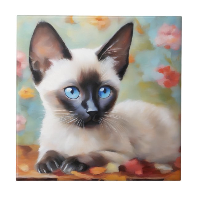 Impressionist Siamese Portrait Tile (Front)