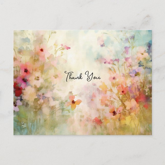 Impressionist Style Floral Thank You Postcard (Front)