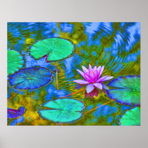 Impressionist Style Lilypad in Italian Garden Poster