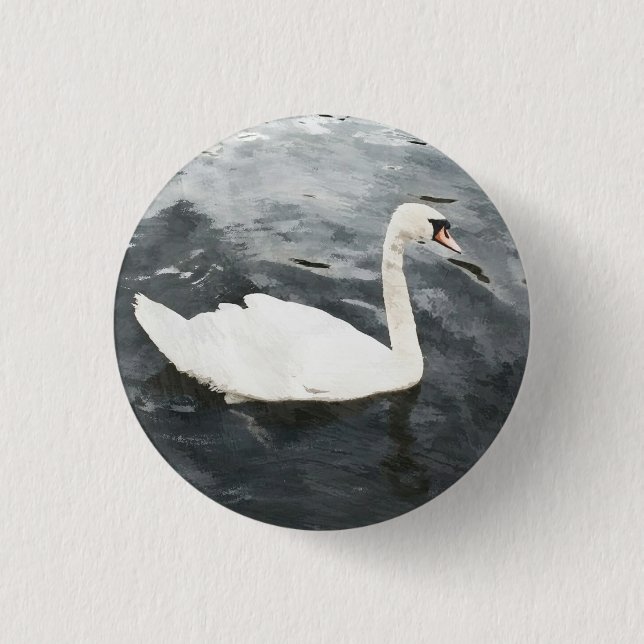 Impressionist Swan 1 Inch Round Button (Front)