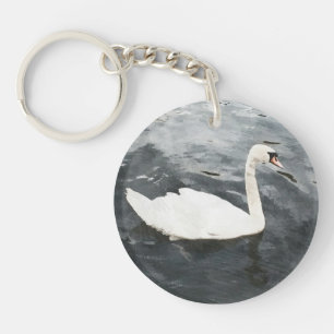 Impressionist Swan Keychain
