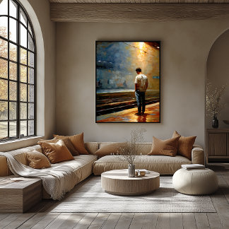 Impressionist Urban Landscape – Quiet Platform Poster