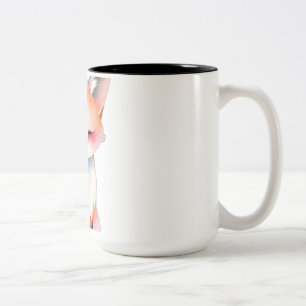 Impressionist Watercolor Fox with Mushrooms Two-Tone Coffee Mug
