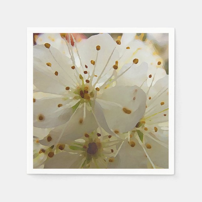 Impressionist Wild Plum Blossoms Floral Decoupage Napkin (Front)