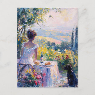 Impressionist Woman Having a Picnic Postcard