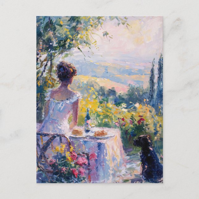 Impressionist Woman Having a Picnic Postcard (Front)