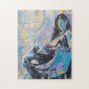 Impressionist Woman in Chair Reading Painting Jigsaw Puzzle