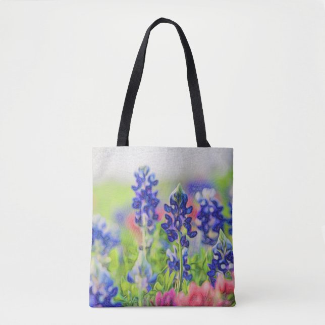 Impressionistic Bluebonnets Tote Bag (Front)