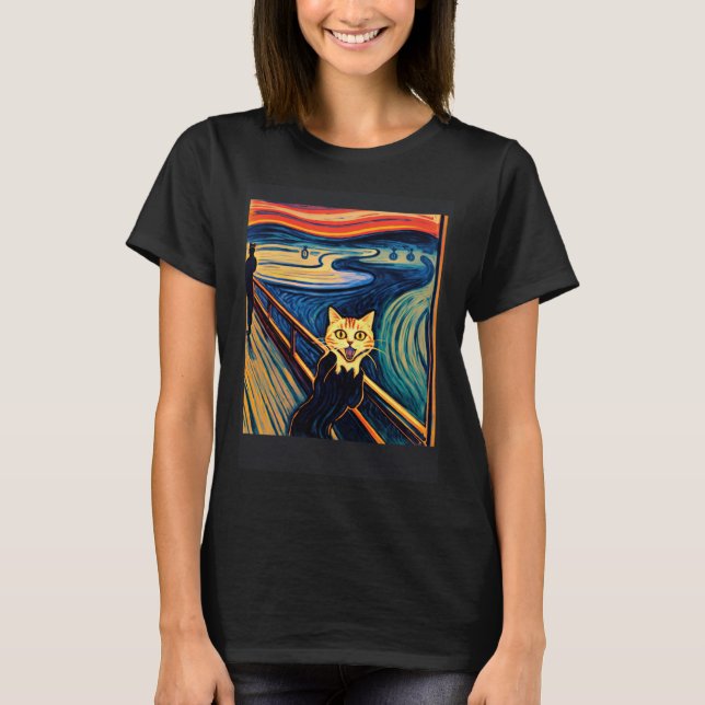 Impressionistic Cat Screaming Impressionism Cats P T-Shirt (Front)