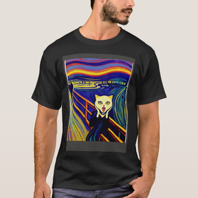 Impressionistic  Cat Screaming Impressionism Cats T-Shirt (Front)