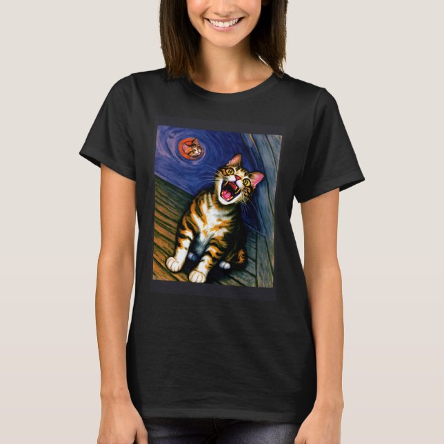 Impressionistic  Cat Screaming Impressionism Cats T-Shirt (Front)