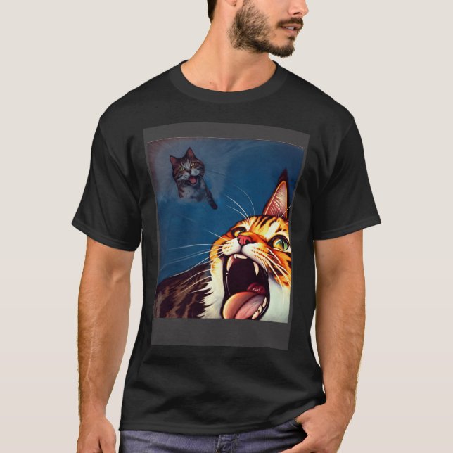 Impressionistic  Cat Screaming Impressionism Cats T-Shirt (Front)