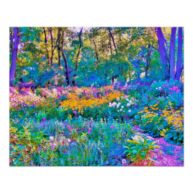 Impressionistic Colourful Garden Landscape Flowers Poster (Front)