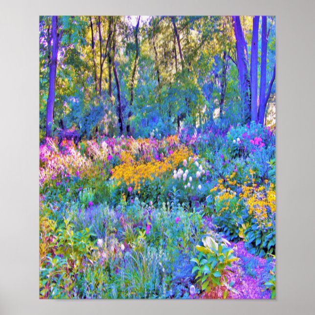 Impressionistic Colourful Garden Landscape Flowers Poster (Front)