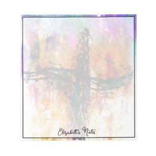 Impressionistic grunge cross personalized notepad