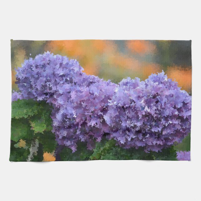 Impressionistic Hydrangea Dish Towel (Horizontal)