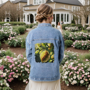 Impressionistic Lemons Hanging from Branch  Denim Jacket
