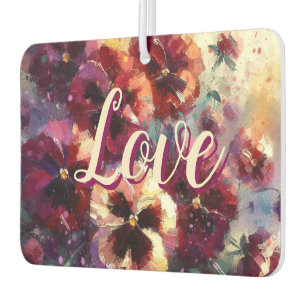 Impressionistic Maroon Pansies Floral Painting Air Freshener