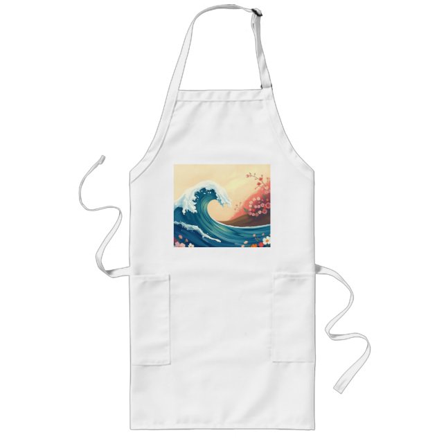 Impressionistic Ocean Wave Long Apron (Front)