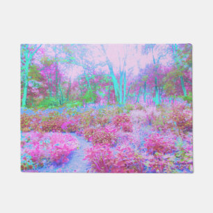 Impressionistic Pink and Turquoise Abstract Garden Doormat