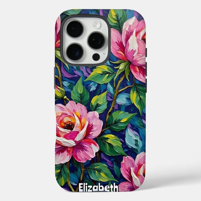  Impressionistic Pink Roses with Colourful Foliage Case-Mate iPhone Case (Back)