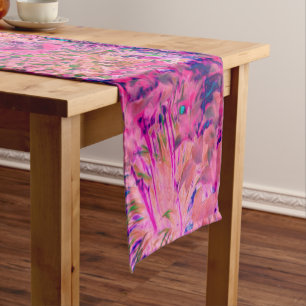 Impressionistic Purple and Hot Pink Landscape Medium Table Runner