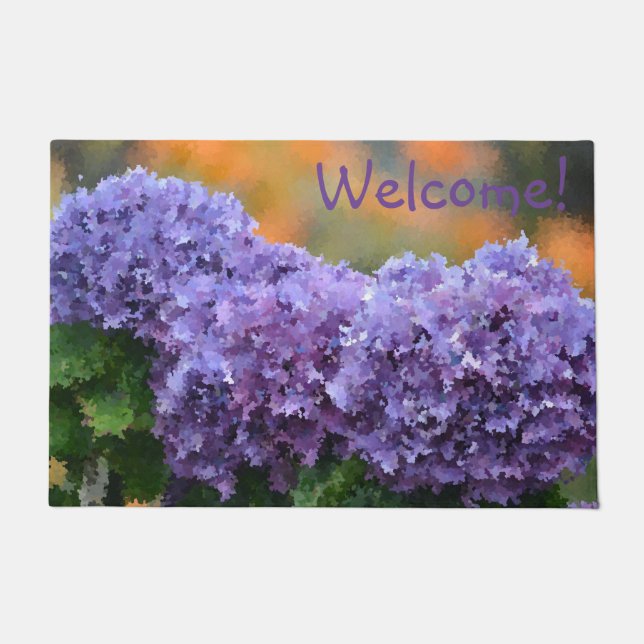 Impressionistic Purple Hydrangea Doormat (Front)